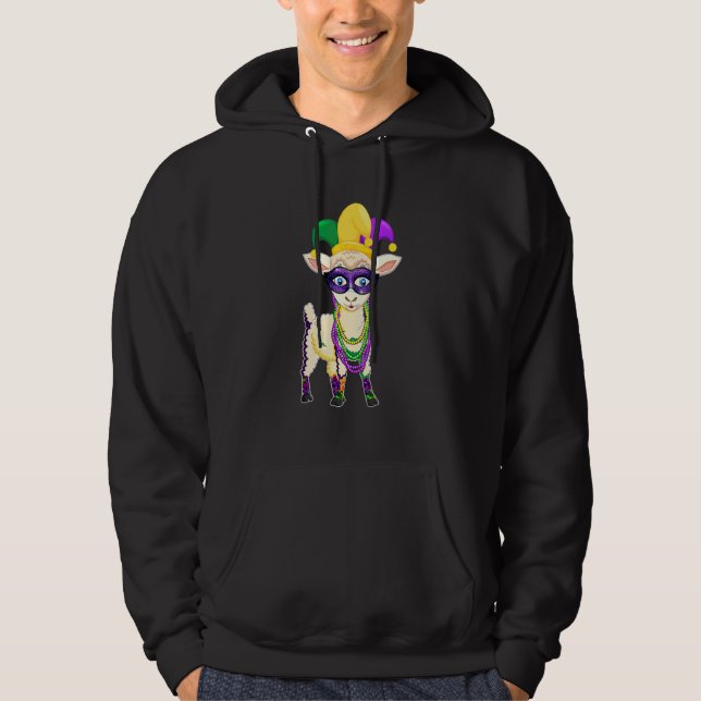 Happy Mardi Gras Niedlich Sheep Wearing Beads Jest Hoodie (Vorderseite)