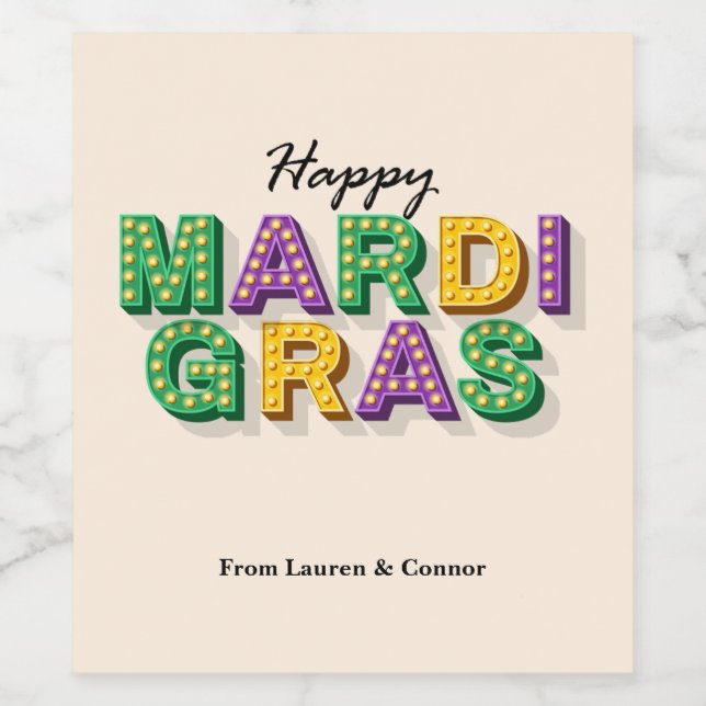 Happy Mardi Gras Personalisiert Wine Labels Weinetikett (Einzelnes Label)
