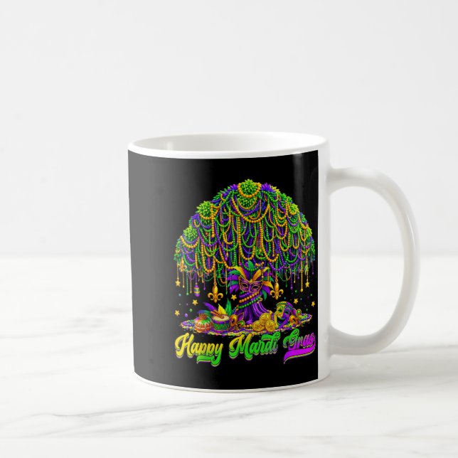 Happy Mardi Gras Tree Beads Mask Carnival New Orle Kaffeetasse (Rechts)