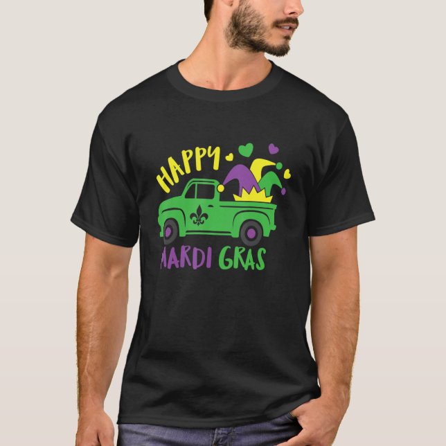 Happy Mardi Gras Truck Kostüm New Orleans Party m T-Shirt (Vorderseite)
