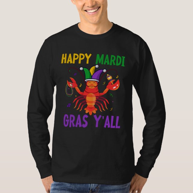 Happy Mardi Gras Y all Costume Jester Outfit Crawf T-Shirt (Vorderseite)