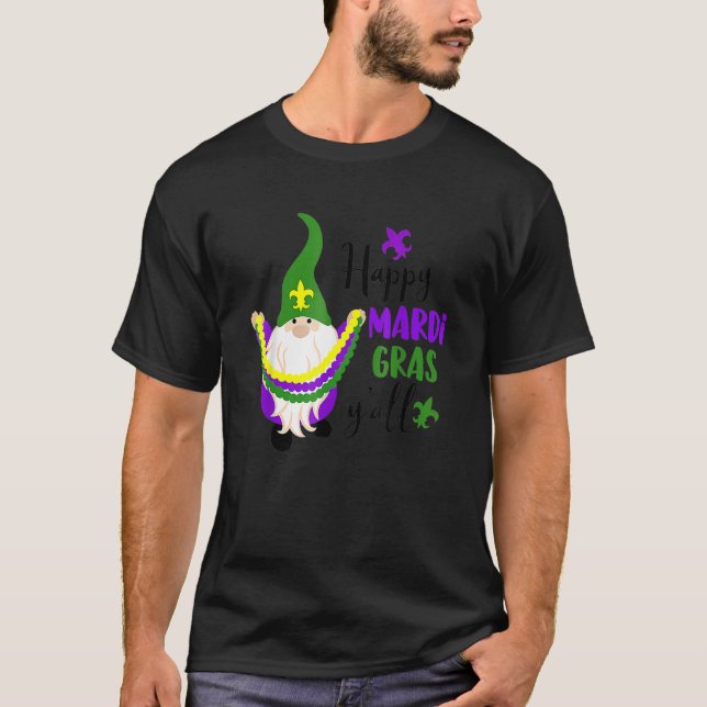 Happy Mardi Gras Yall Gnome Mardi Gras 2023 Beads T-Shirt (Vorderseite)