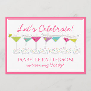 Happy Martinis Meilenstein Geburtstagsparty Einlad Einladung