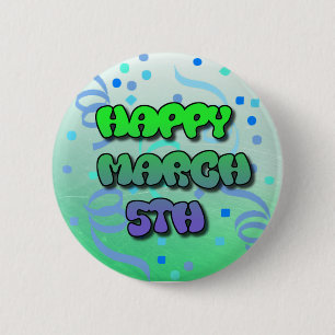 Happy März 5. Confetti-Taste Button