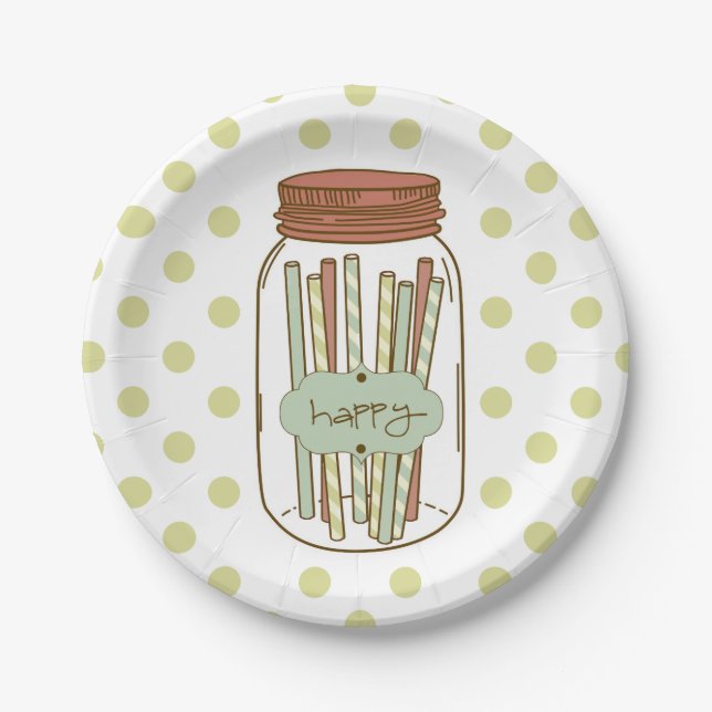 Happy Maurerjar und Strohpapier Pappteller (Vorderseite)