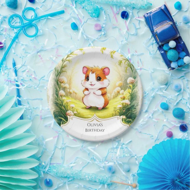Happy Meadow Hamster Birthday Pappteller (Party)