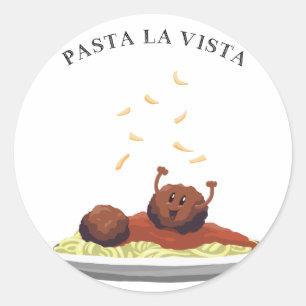 Happy Meatball "Pasta La Vista"! Runder Aufkleber