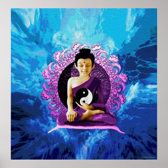 Happy Meditating Buddha Poster (Vorne)