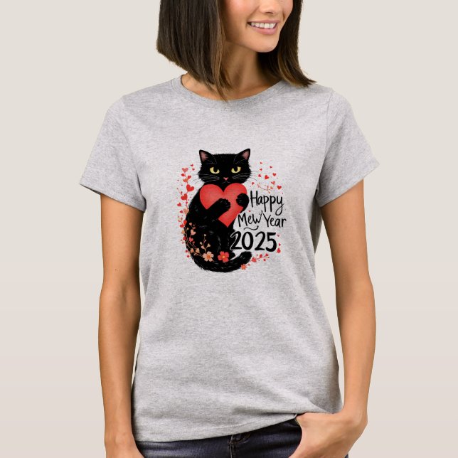 Happy Mee Jahre lustige Katze glücklich neues Jahr T-Shirt (Vorderseite)