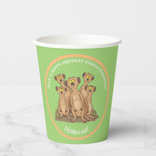 Happy meerkat Cartoon Pappbecher (Vorderseite)