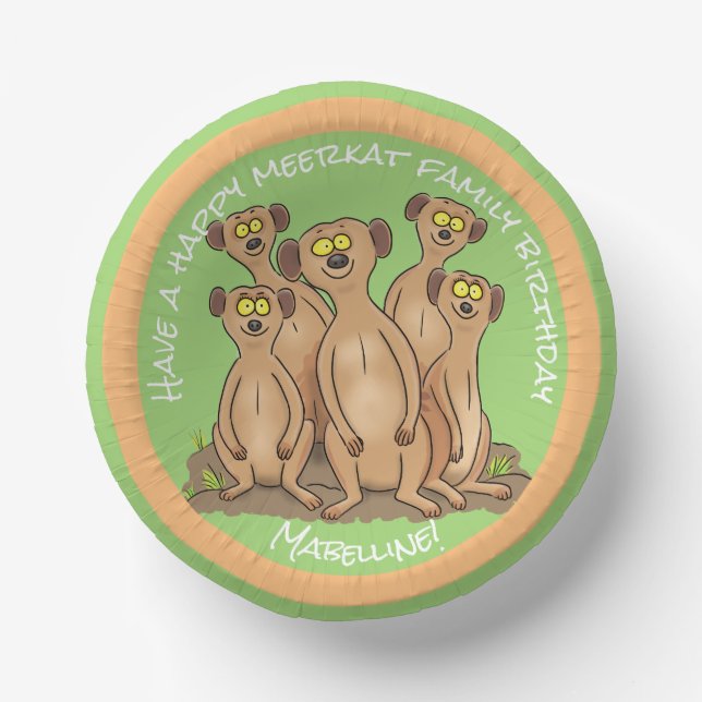 Happy meerkat Cartoon Pappteller (Vorderseite)