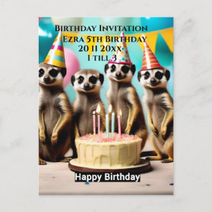 Happy Meerkat Geburtstag, Geburtstagsparty Einladu Postkarte