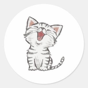 Happy Meining Kitten Runder Aufkleber