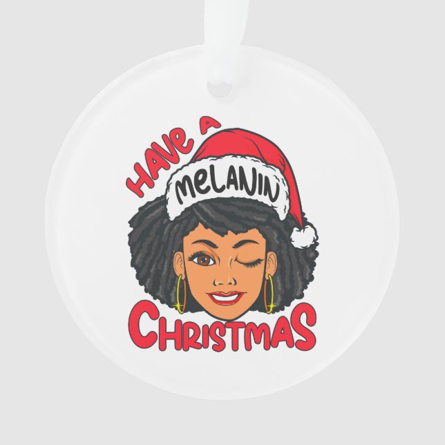 Happy Melanin Christmas Merry X-mas Black Sista Ornament (Vorderseite)