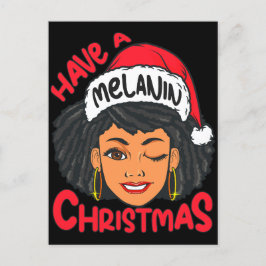 Happy Melanin Christmas Merry X-mas Black Sista Postkarte