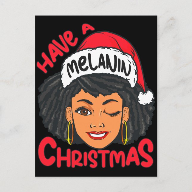 Happy Melanin Christmas Merry X-mas Black Sista Postkarte (Vorderseite)