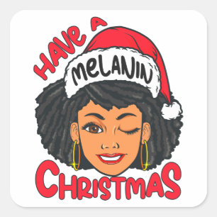 Happy Melanin Christmas Merry X-mas Black Sista Quadratischer Aufkleber