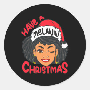 Happy Melanin Christmas Merry X-mas Black Sista Runder Aufkleber