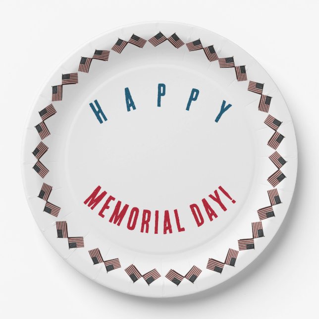 Happy Memorial Day American Flag Paper Plate Pappteller (Vorderseite)
