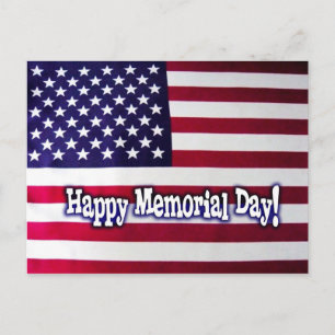 Happy Memorial Day American Flag Postcard Postkarte