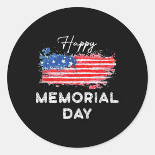 Happy Memorial Day Elegantes Design Runder Aufkleber