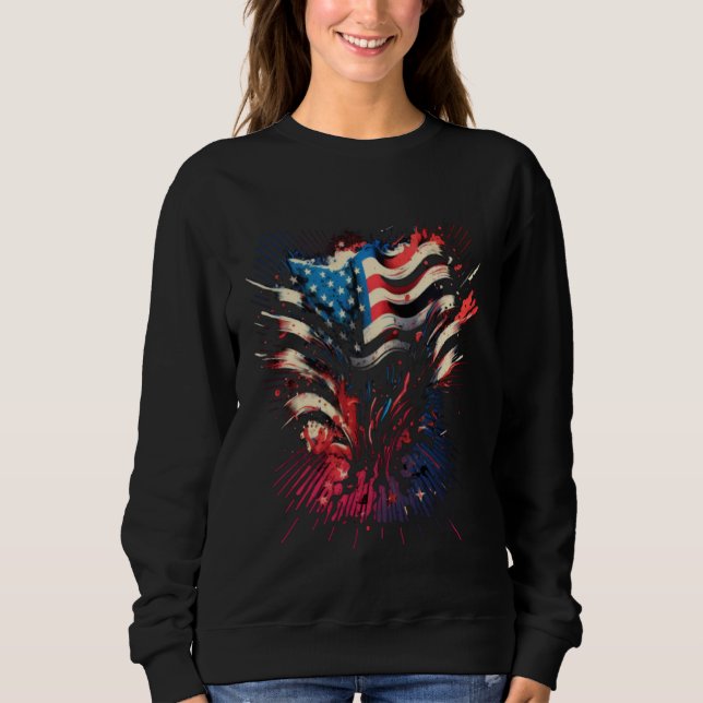 Happy Memorial Day Fireworks American USA Flag 4th Sweatshirt (Vorderseite)