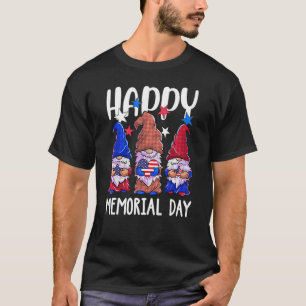 Happy Memorial Day Gnome Usa Flag American Patriot T-Shirt
