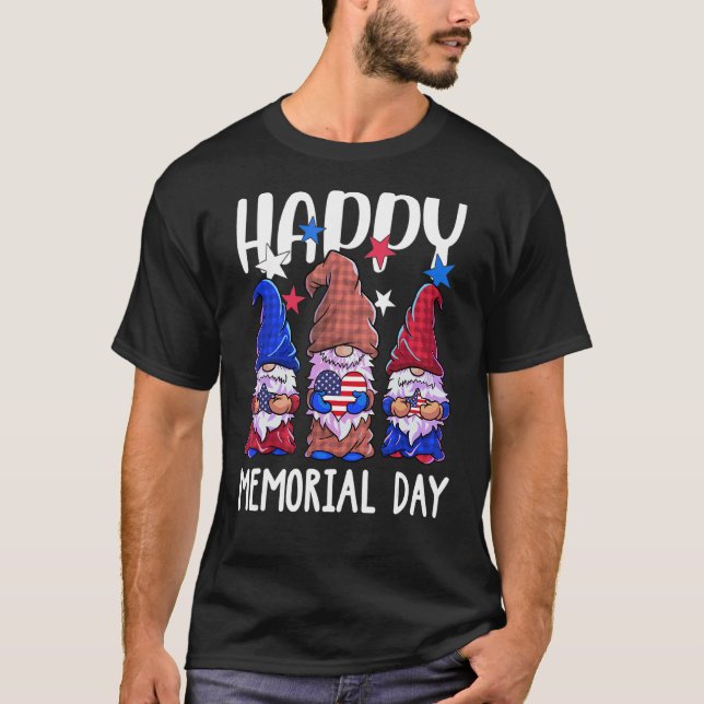 Happy Memorial Day Gnome Usa Flag American Patriot T-Shirt (Vorderseite)