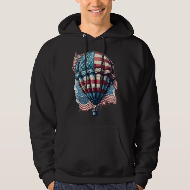 Happy Memorial Day Hot Air Balloon USA American Fl Hoodie (Vorderseite)