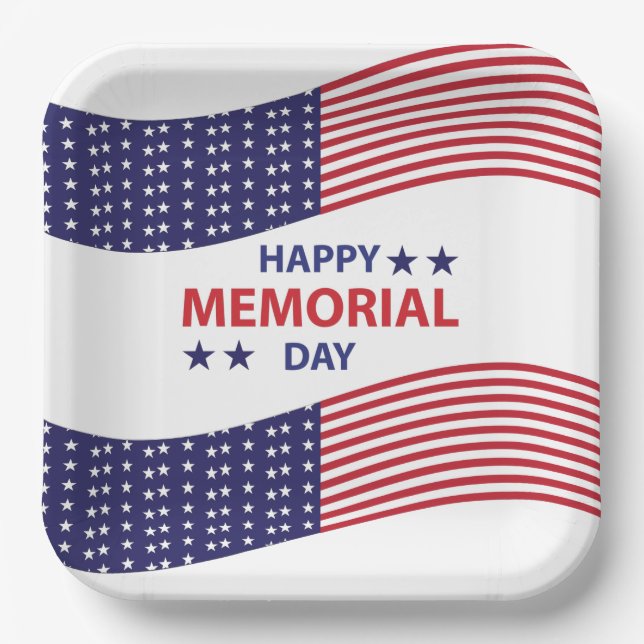 Happy Memorial Day Pappteller (Vorderseite)