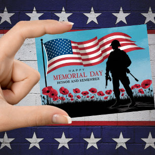 Happy Memorial Day Red Poppies Military Postkarte