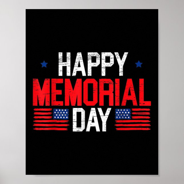 Happy Memorial Day Usa Flag American Patriotic Poster (Vorne)