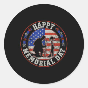 Happy Memorial Day Veteran Military Combat Runder Aufkleber