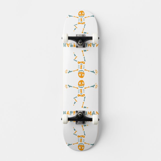 Happy menschliche Skelett Keramik Fliesen Skateboard (Vorderseite)