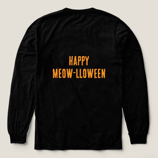 Happy Meow-lloween Long Sleeved T Shirt (Design Rückseite)