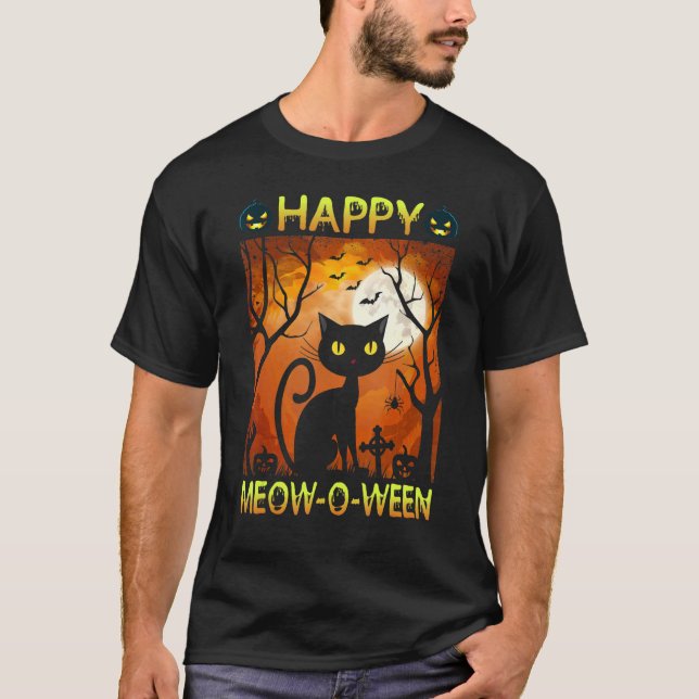 Happy Meow O N Halloween Kostüm Schwarze Katze Beä T-Shirt (Vorderseite)
