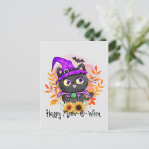 Happy Meow-o-ween - Black Hexenkatze Postkarte