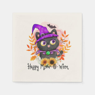 Happy Meow-o-ween - Black Hexenkatze Serviette