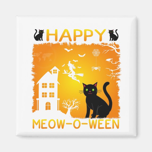 Happy Meow-O-Ween Magnet (Vorne)