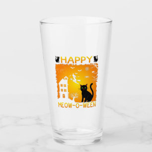 Happy Meow-O-Ween - Schwarze Katzen, Spuk Haus Glas