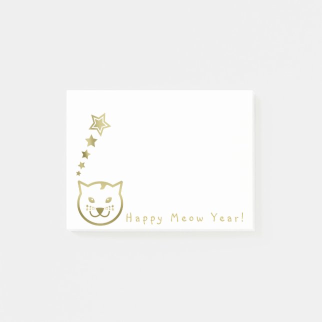 Happy Meow Year - Benutzerdefinierte Hintergrundfa Post-it Klebezettel (Vorderseite)