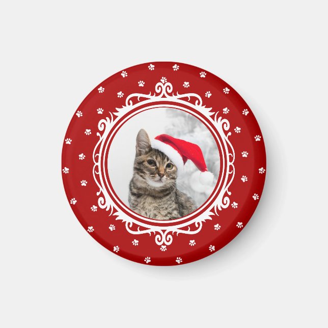 "Happy Meow Year"! Cat Lover Christmas Magnet (Vorne)
