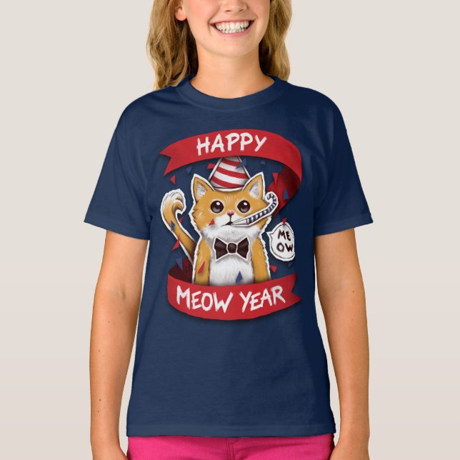  Happy Meow Year - Frohes neues Jahr T-Shirt (Vorderseite)