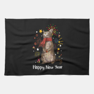Happy Meow Year, Happy New Year Cat 2023 for Mens Geschirrtuch