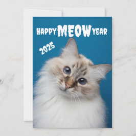 Happy MEOW Year Niedlich Cat Holiday Card Feiertagskarte