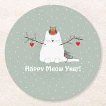 "Happy Meow Year"! Schneekatze