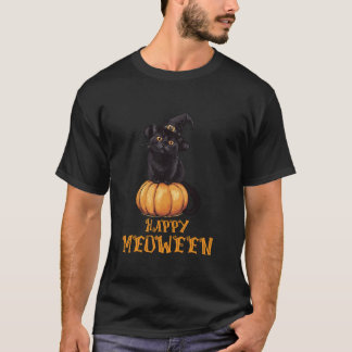 Happy Meoween Black Niedlich Cat Pumpkin Cos T-Shirt