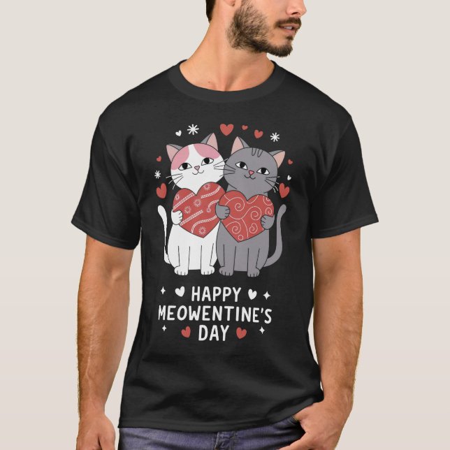 Happy Meowentine Day Funny T-Shirt (Vorderseite)