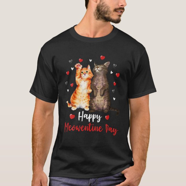 Happy Meowentine Day Valentine Herz für Kitten und T-Shirt (Vorderseite)