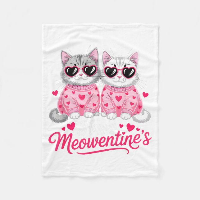 Happy Meowentine’s Cute Romantic Cats Couple Valen Fleecedecke (Vorderseite)